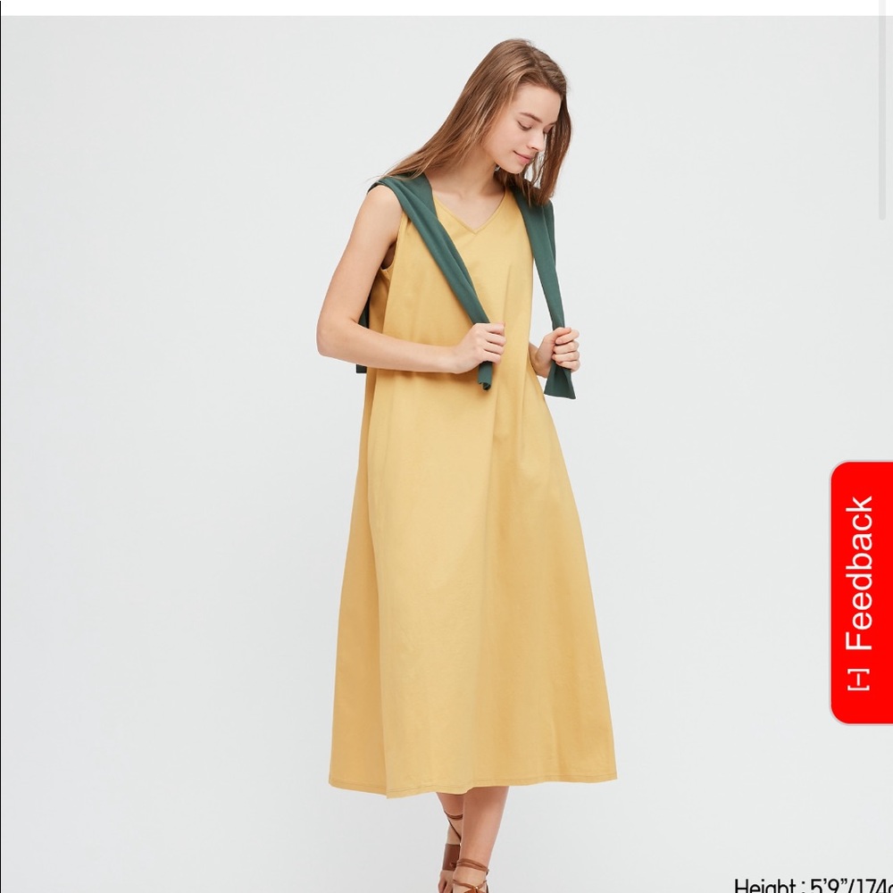 NWT Uniqlo V neck A line Long Dress